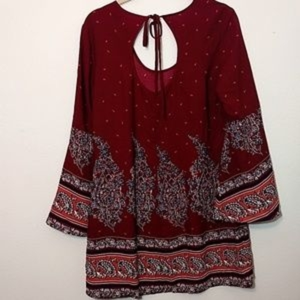 COPY - Xhilaration Red Bell Sleeve Tie Front Tunic
